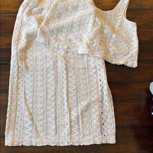 LOFT Beach Cream Textured Waistband Skirt and Crop Top